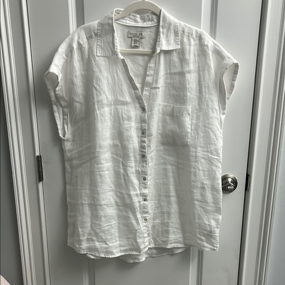 White Button-Up Linen Shirt
